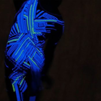 Glow in the dark costume detail. Ezra Dickinson performing in Psychic Radio Star, Danielle Blackwell Assistant Director